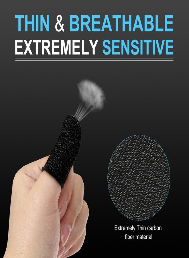 MECCANIXITY Finger Sleeves for Gaming, Touch Screen Finger Thumb Cover Sleeve, Carbon Fiber Anti-Sweat Breathable Black for Mobile Gaming Pack of 10 - Image 5
