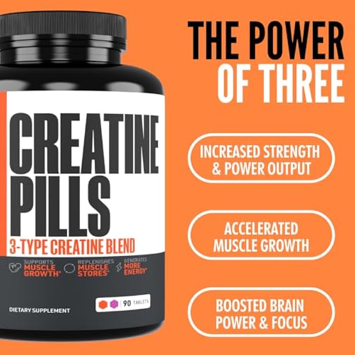 Crazy Muscle Creatine Pills 5g 3X Pure Creatine Monohydrate Pre Workout Muscle Mass Gainer High Absorption ThreeAtine Performance Men Women Tablets - 30 servings - Image 5