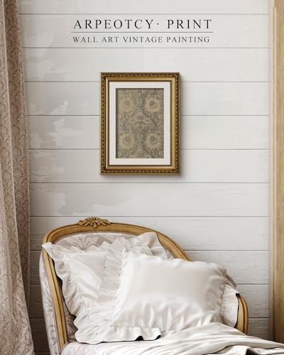 ARPEOTCY Gold Framed Canvas Wall Art Living Room Bedroom Boho Wall Decor Rustic Farmhouse Cottage Decor Antique Picture Frame Floral Tapestry Vintage Paintings 11x14 Inch - Image 3