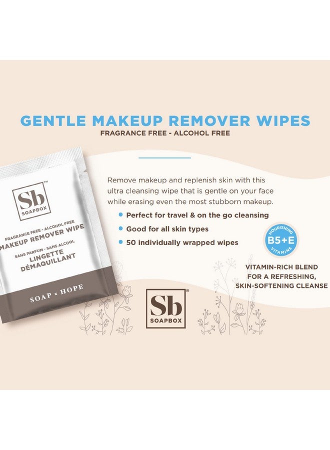 سوب بوكس مناديل إزالة المكياج الخالية من العطور من سوب بوكس - مناديل تنظيف لطيفة للوجه لإزالة مكياج العيون والأوساخ والزيوت، خالية من الكحول، 50 قطعة - Image 2