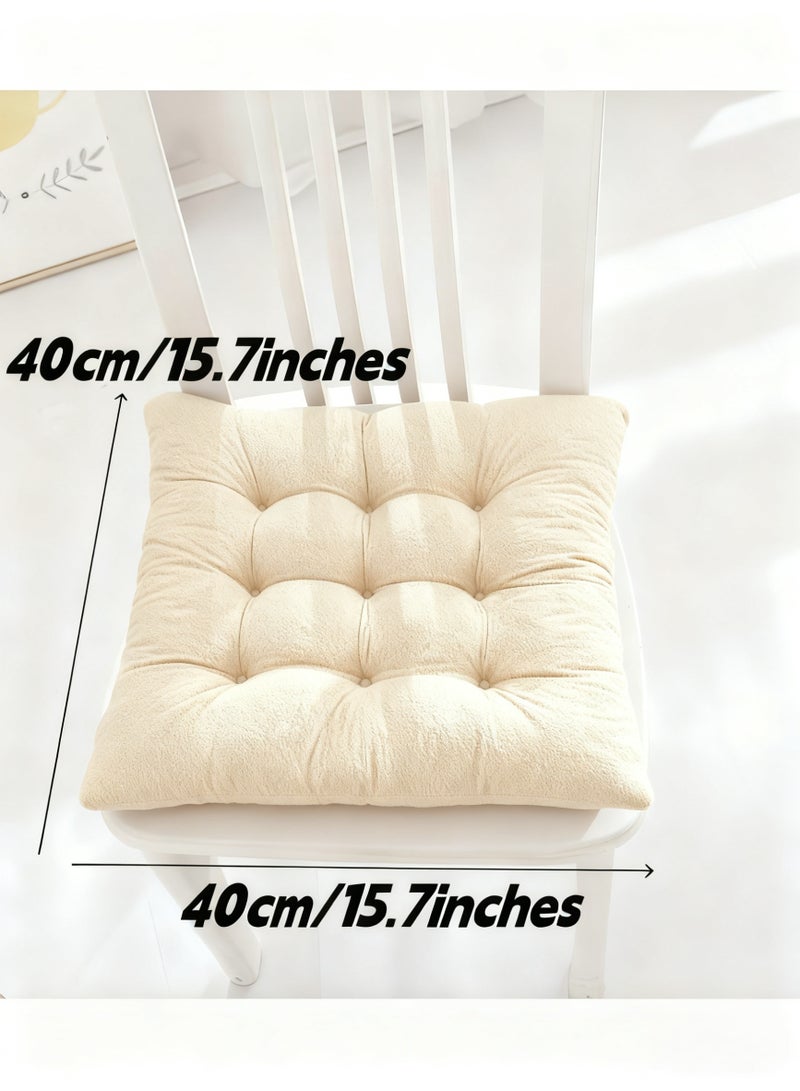 XiuWoo Chair Cushion,Thicken Chair Cushion,Solid Seat Cushion Square Floor Chair Seat Pad Thicken Chair Cushion Tatami Cushion Pillow Comfortable Tufted Seat Cushion Reading Pad For Yoga Meditation Living Room Balcony Office Outdoor(Beige, 40 x 40 cm) - Image 2
