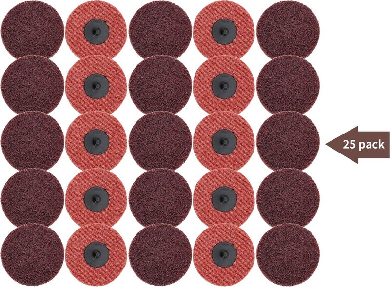 COSPOF 3 Inch Surface Conditioning Discs, 25 Pcs Medium Sanding Discs, Type-R Quick Change and Heat Dissipation (Red-Medium). - Image 2