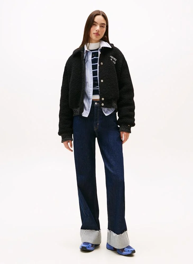 تومي جينز جاكيت بومبر مزين بشعار الماركة