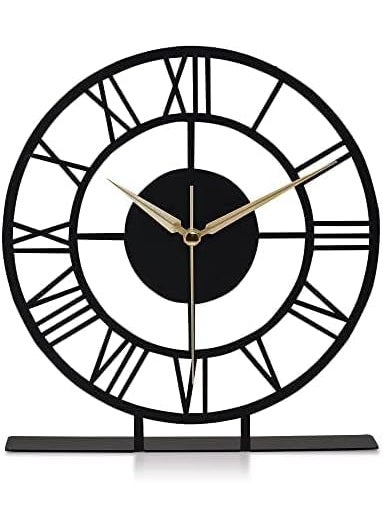 Hometrix - Hometrix Battery Operated Desk Clock Modern Metal Desk Clock Reloj de Escritorio para Oficina Pequea y Tranquila Junto a La Cama Desk Metal Clock Size20 CM - Image 1