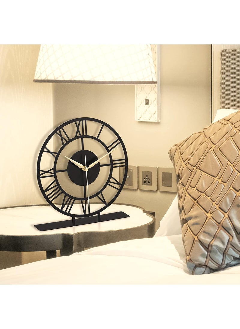 Hometrix - Hometrix Battery Operated Desk Clock Modern Metal Desk Clock Reloj de Escritorio para Oficina Pequea y Tranquila Junto a La Cama Desk Metal Clock Size20 CM - Image 1