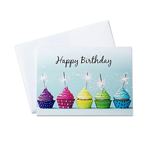 CEO Cards - Birthday Greeting Cards (Cupcake Sparklers), 5x7 Inches, 25 Cards & 26 White Envelopes (B1605) - Image 1