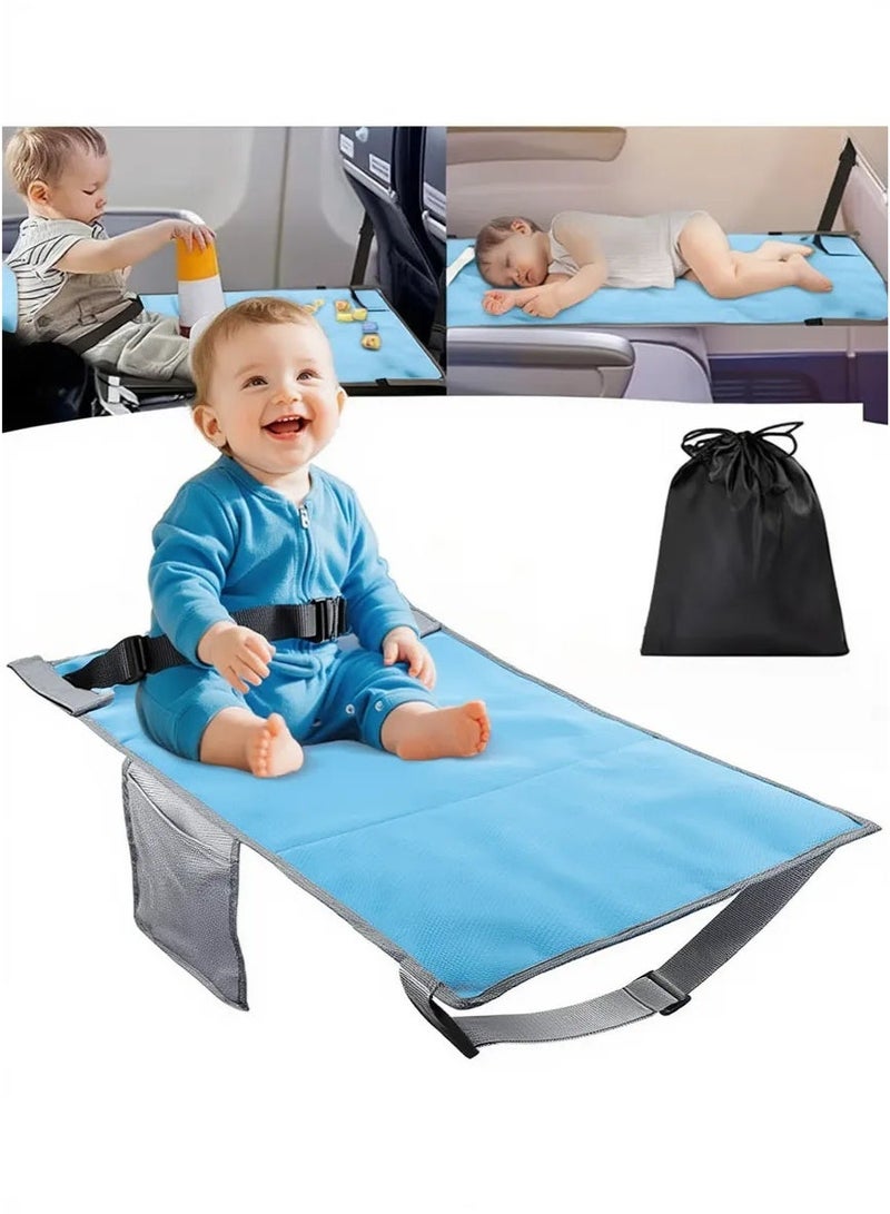 Airplane Bed for Toddler, Portable Airplane Seat Child Extender Bed Travel Aircraft for Leg Rest Kids Lying Down Baby Travel Essentials Flight Sleep(Blue) - Image 1