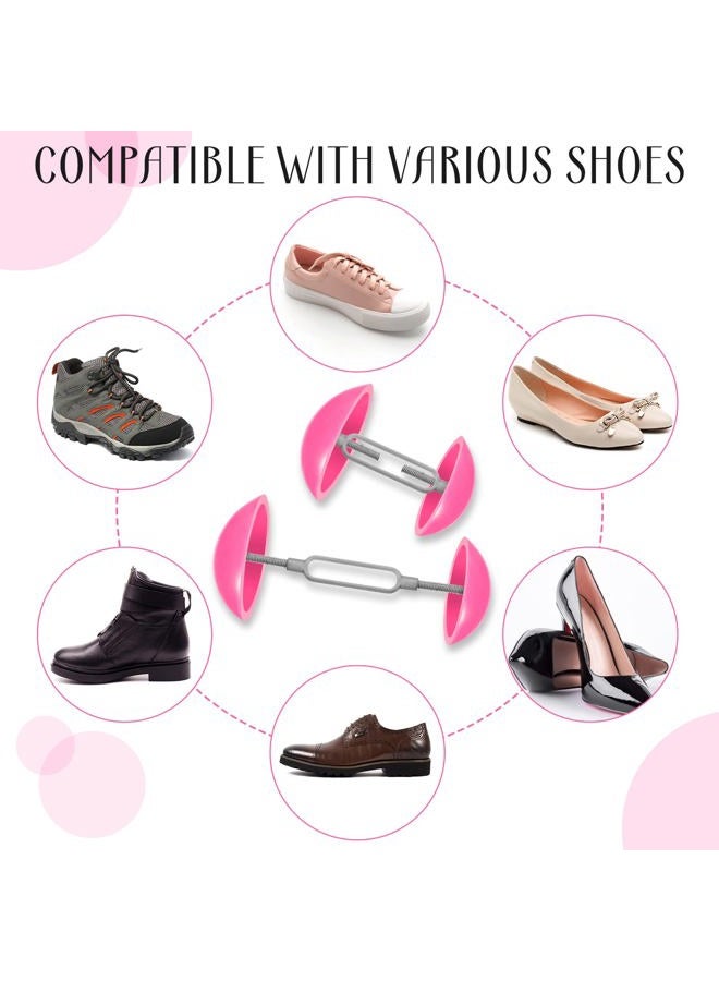 Meanplan 2 Pairs Mini Shoe Stretchers for Wide Feet Adjustable Shoe Expander Widener Non Slip Shoe Trees for Women Men Shoes High Heel (Pink), Pink, One size - Image 5
