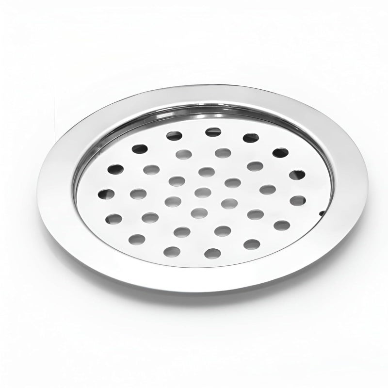 New Ware® 202 Stainless Steel Flat Round Locking Floor Jali, Drain Grating-Multi Hole Strainer for Bathroom-Kitchen - Image 1