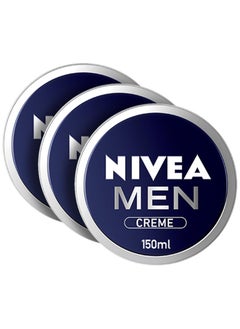 Nivea NIVEA MEN Face, Body & Hands Cream Moisturising, Tin 3x150ml  - Image 1