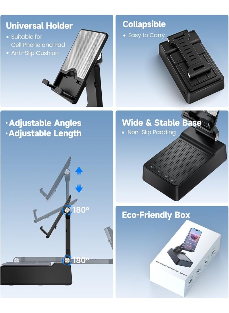 Birthday Gifts for Mother Father ,Cell Phone Stand with Wireless Bluetooth Speaker and Antislip Base HD Surround Sound for Home and Outdoors with Bluetooth Speaker for Desk Compatible with iPhone - Image 4