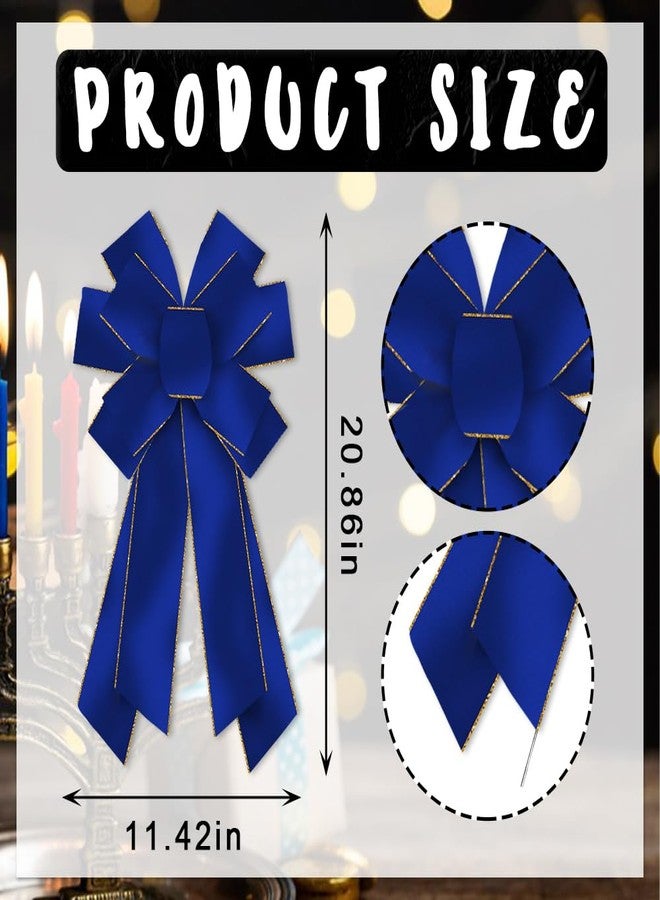 Glodecart Large Christmas Bow for Wreath,Royal Blue Velvet Wreath Bows for Front Door Wall Fence Decor Hanukkah Bow for Holiday Party Home Tree Topper Decoration - Image 2