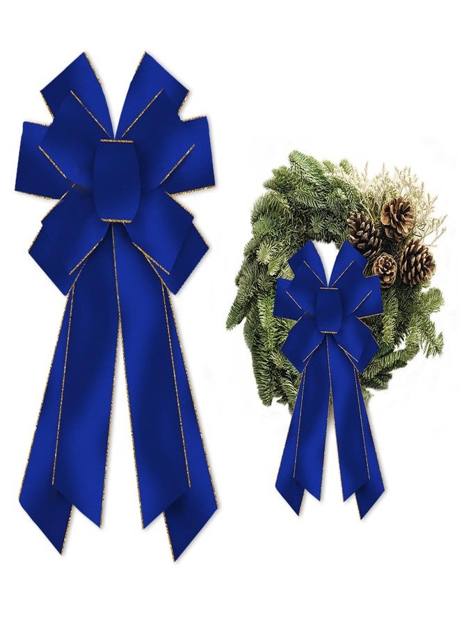Glodecart Large Christmas Bow for Wreath,Royal Blue Velvet Wreath Bows for Front Door Wall Fence Decor Hanukkah Bow for Holiday Party Home Tree Topper Decoration - Image 1
