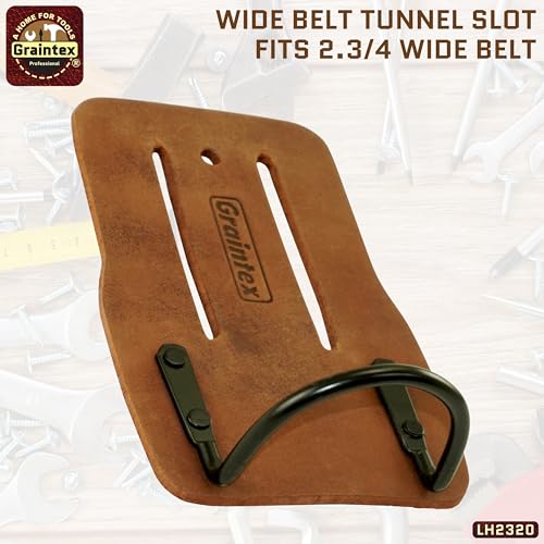 Graintex LH2320 Hammer Holder Fixed Tan Color Oil Tanned Top Grain Leather, Tunnel Slot Fits up to 3" Belt, Reinforced with Rivets, Electricians, Carpenters, Contractors - Image 5