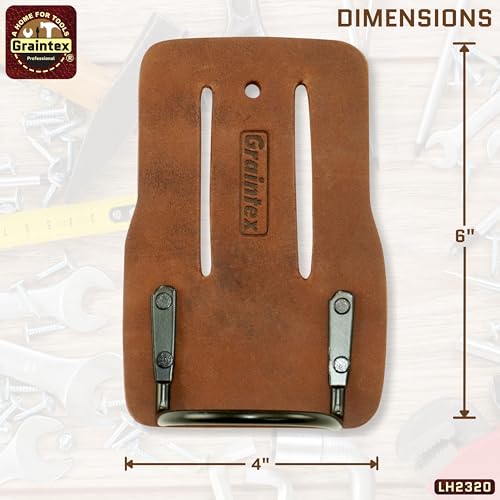 Graintex LH2320 Hammer Holder Fixed Tan Color Oil Tanned Top Grain Leather, Tunnel Slot Fits up to 3" Belt, Reinforced with Rivets, Electricians, Carpenters, Contractors - Image 3