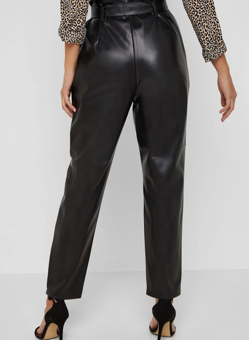 Miss Selfridge PU Belted Pants
