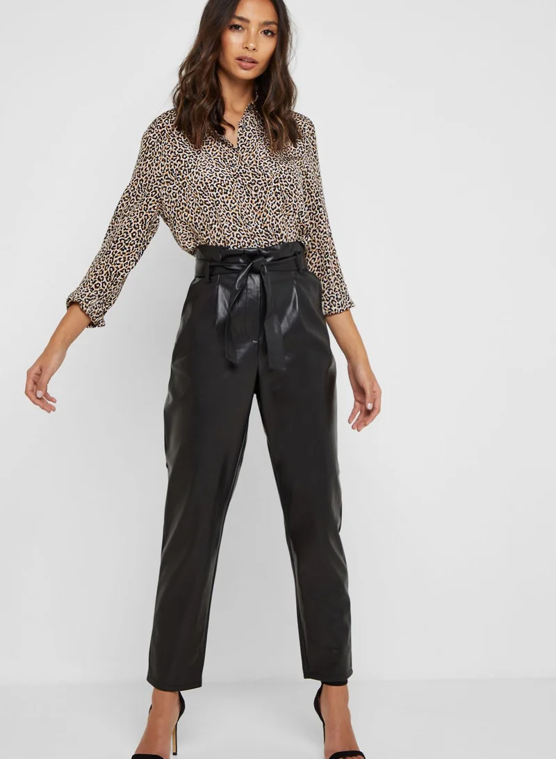 Miss Selfridge PU Belted Pants