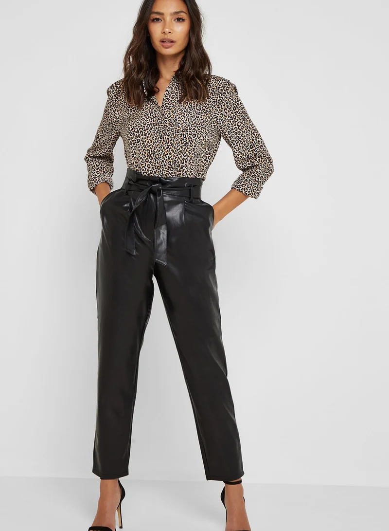Miss Selfridge PU Belted Pants