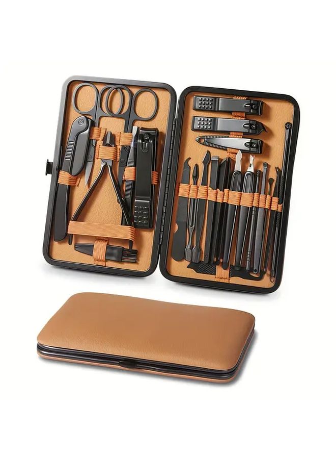 أربعة وعشرون قطعة من مجموعة العناية بالأظافر المحترفة للأيدي والأقدام بأدوات من الفولاذ المقاوم للصدأ مع حقيبة سفر - Image 1