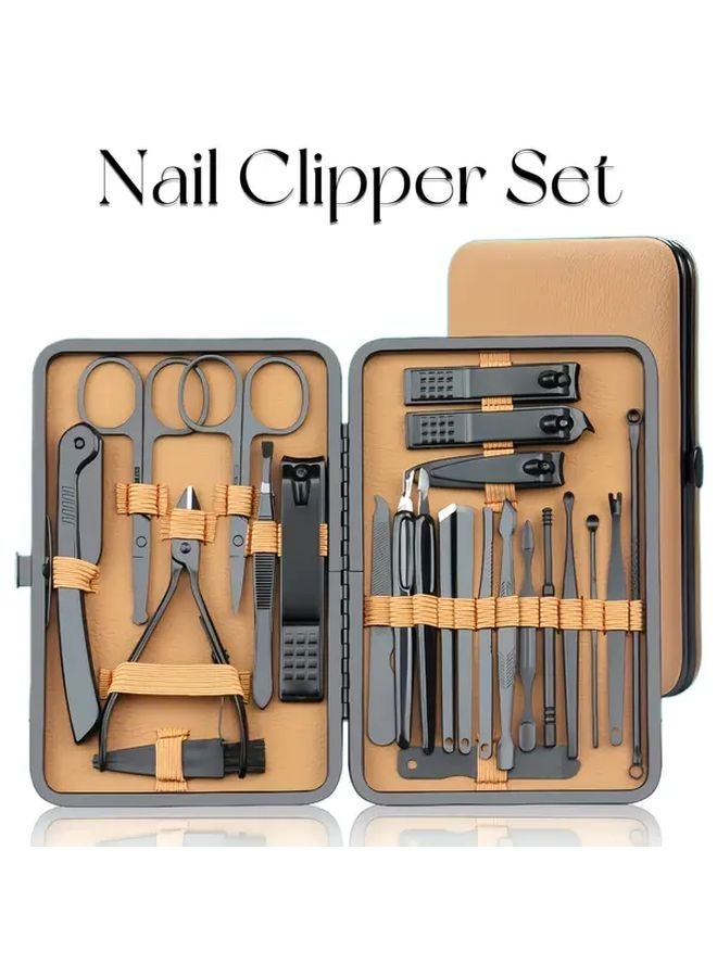 أربعة وعشرون قطعة من مجموعة العناية بالأظافر المحترفة للأيدي والأقدام بأدوات من الفولاذ المقاوم للصدأ مع حقيبة سفر - Image 3