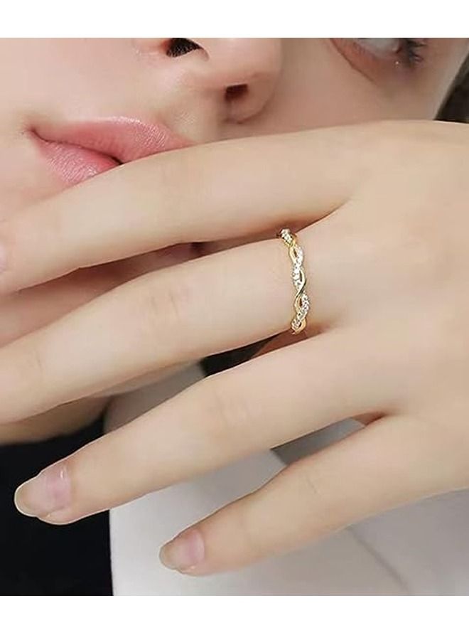 LINJIE Women's Ring, Wedding Engagement Ring, Simple Diamond Inlaid Men's And women's Ring, Suitable For Wedding, Party And Dinner - Image 5