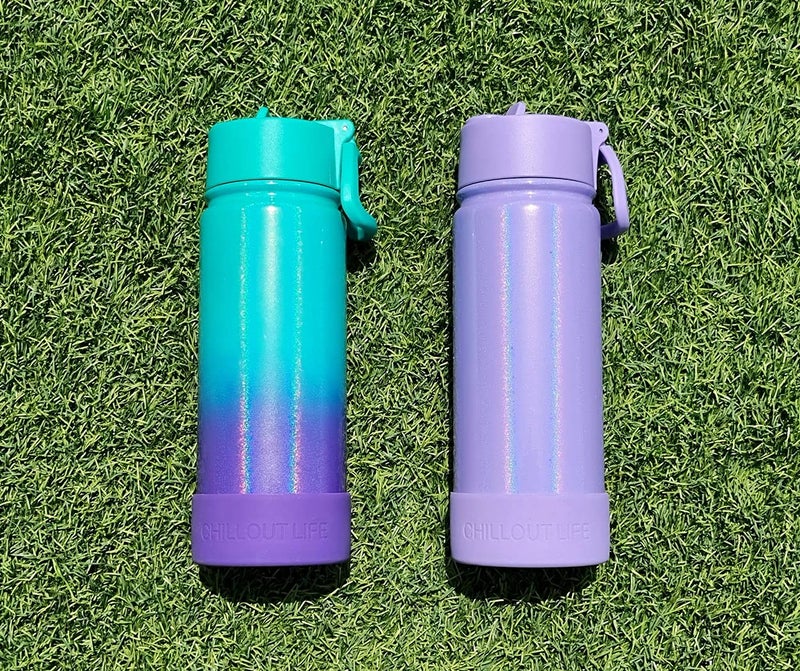 CHILLOUT LIFE 17 oz Kids Insulated Water Bottle with Straw Lid Leakproof and Cute Waterproof Stickers, Personalized Stainless Steel Thermos Flask Metal Water Bottle, Purple Sparkle - Image 5