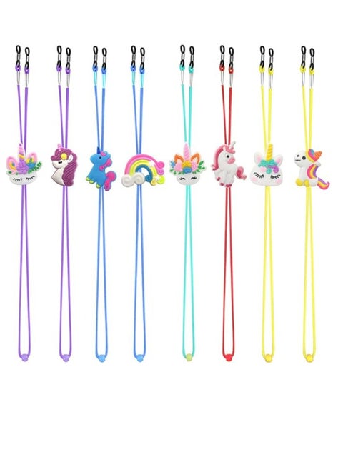 8PCS Kids Glasses Strap Unicorn Rainbow Adjuster Stretchy Eyeglass Strap for Girls Boys, Multicolor, Large
