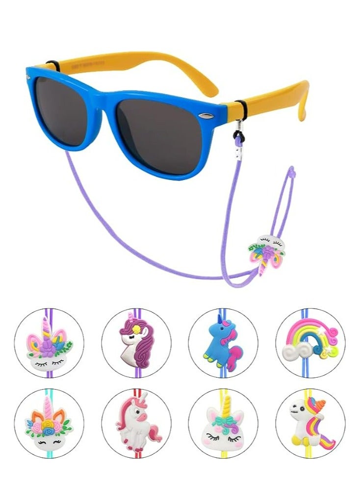 FengSVMA 8PCS Kids Glasses Strap Unicorn Rainbow Adjuster Stretchy Eyeglass Strap for Girls Boys, Multicolor, Large - Image 3
