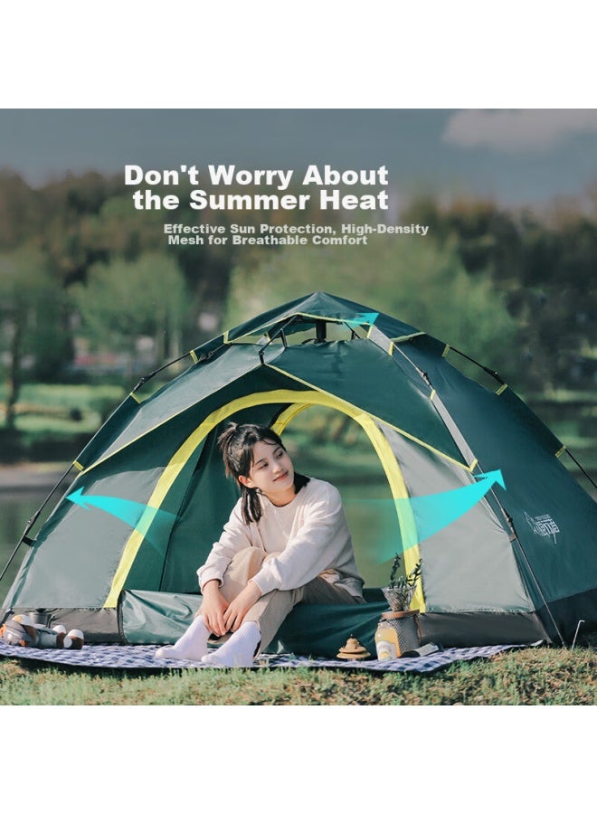 Wolfwalker Langxingzhe 3-4 Person Outdoor Fully Automatic Tent, Waterproof Camping Tent, Leisure Tent, Dark Green - Image 3
