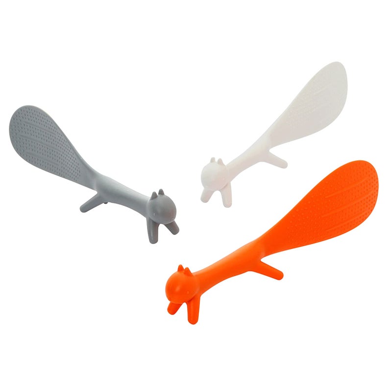 Setaria Viridis 3 Piece Squirrel Shape Rice Spoon Standing Creative Household Kitchen Tools Nonstick Rice Paddle Scoop Spoon Creative Kitchen Gadget