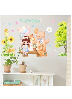 Bluejw Cartoon Balloon Girl Wall Stickers Perfect For Bedroom And Living Room  - Image 1