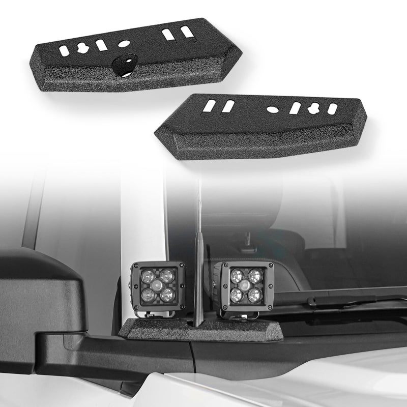 Hooke Road Bronco Ditch Light Brackets Dual APillar Pod Light Mount for 2021 2022 2023 2024 2025 Ford Bronco Exclude Bronco Sport 1 Pair Black