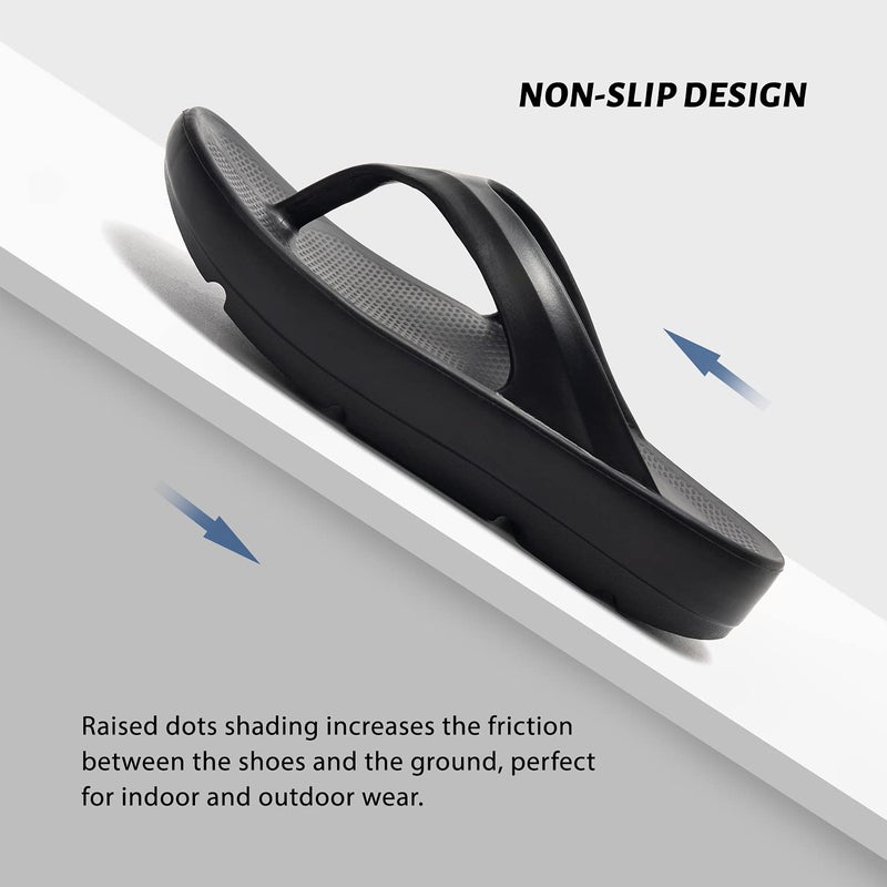 FUNKYMONKEY Flip Flops for Women Arch Support Comfort Thongs Sandals (6 M US, BLACK A) - Image 5