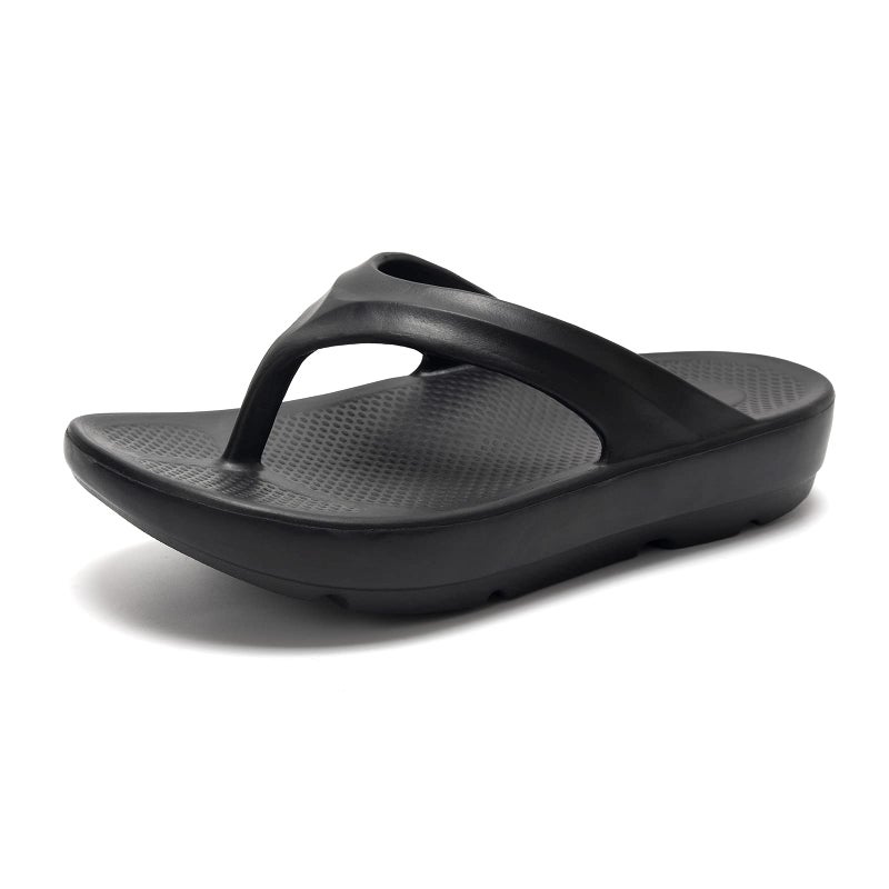 FUNKYMONKEY Flip Flops for Women Arch Support Comfort Thongs Sandals (6 M US, BLACK A) - Image 1