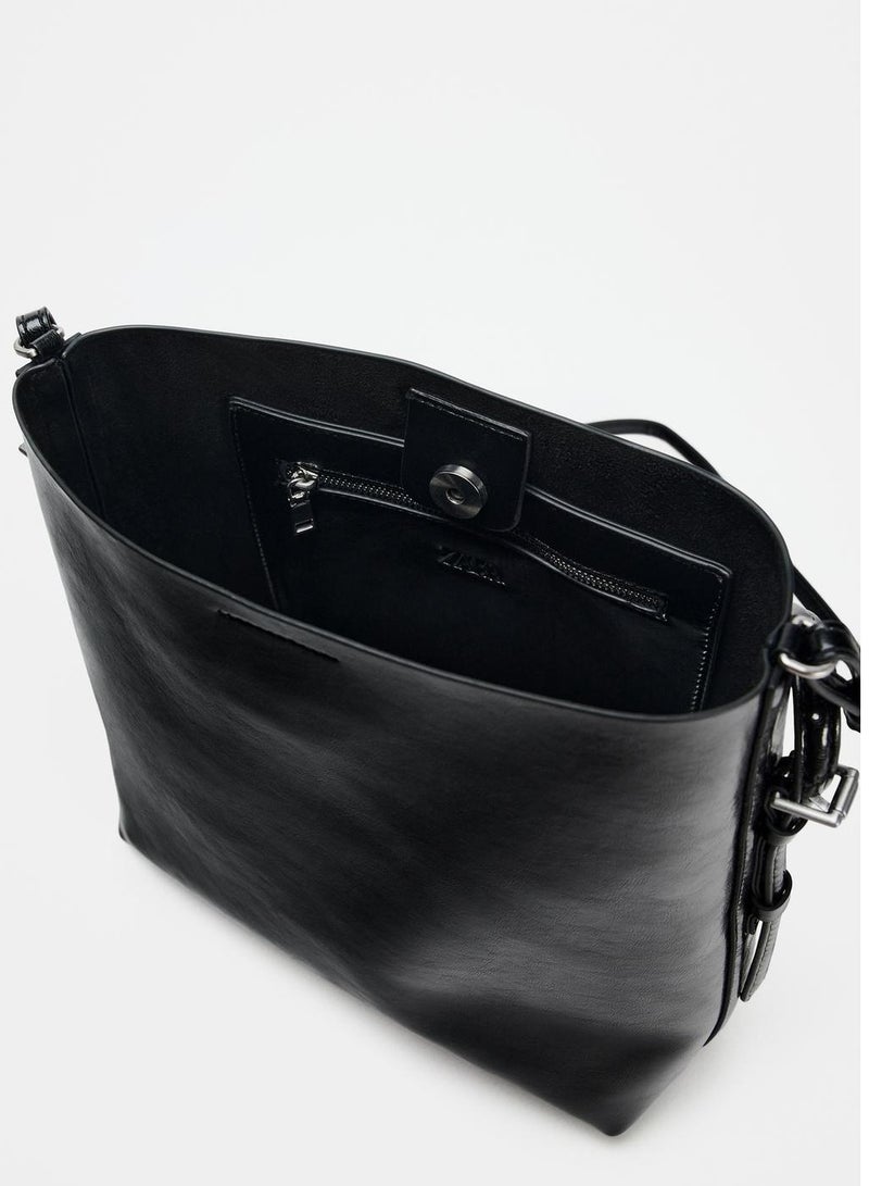 Zara Double strap bucket bag Single shoulder tote bag - Image 5