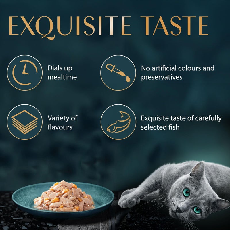 Sheba طعام قطط شيفا ريتش بريميوم للبالغين (1+ سنوات) رطب، بنكهة سمك سكيب جاك والسلمون، 35 جرام كيس (عبوة من 12) - Image 5