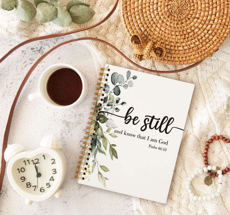 OXW Prayer Journal for Woman, Bible Study Journal Notebook for Women, Christian Bible Gifts for Women, Christian Journal Notebook for Bible Notes, Church Notes Journal, Psalm 46:10(5.5'' X 8.3'') - Image 3