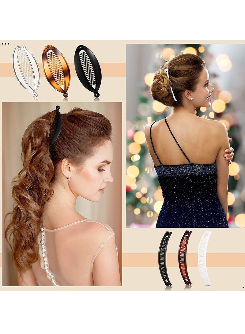 SYOSI 12 Psc Banana Hair Clips Classic Clincher Combs Large Double Comb Fishtail Clip Ponytail Holder for Women - Image 2