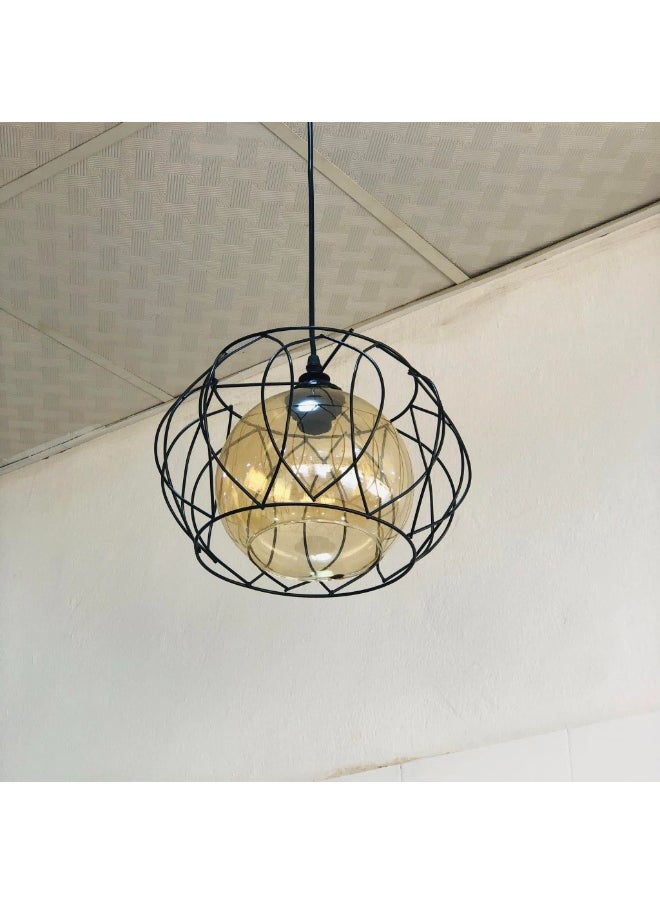 zoba Indoor glass pendant ceiling light with metal frame  - Image 1