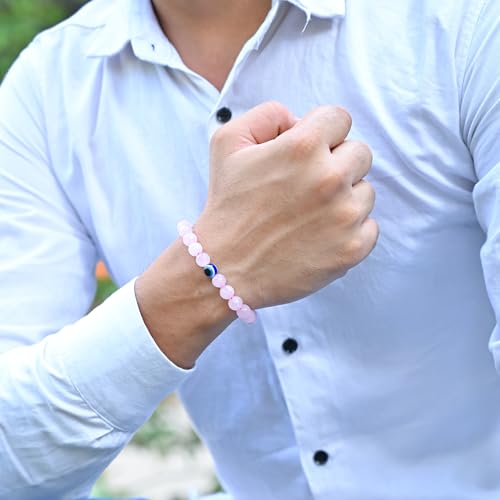 Crocon Certified Original Rose Quartz Bracelet – Natural Crystal Healing Stone for Women & Men – Love & Self-Care Gemstone – Handmade Beaded Bracelet – Pink Crystal Jewelry Gift - Image 5
