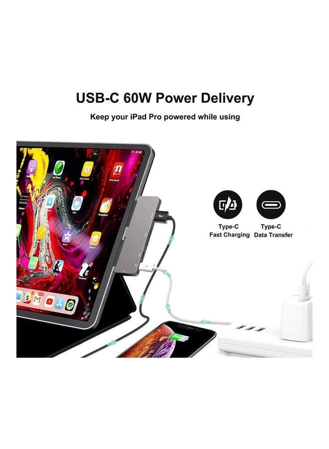 كابتن تيك موزع 7 في 1 بمنفذ USB Type C رمادي - Image 3