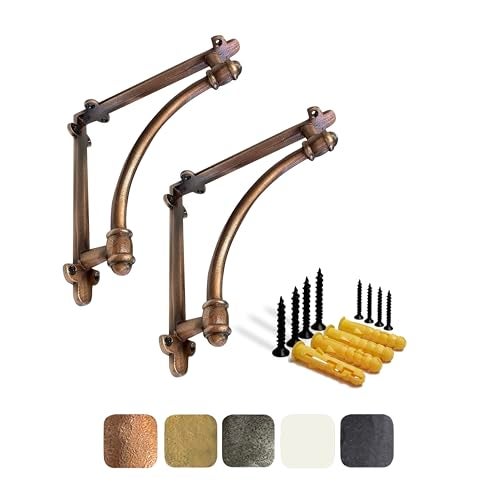 NACH Decorative Shelf Brackets, 2 Pack of 9.6 x 1.7 x 9.6 inch Copper Cast Iron Shelf Brackets - Decorative Brackets for Mounting - Industrial Style Brackets - Image 1