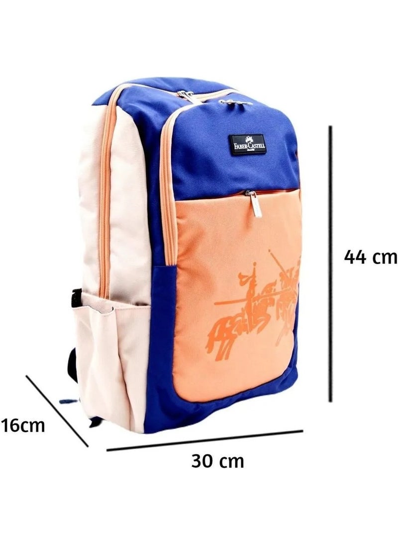 Faber -Castell Move 3 Compartment School Backpack Blue-Red (23-1)  - Image 2