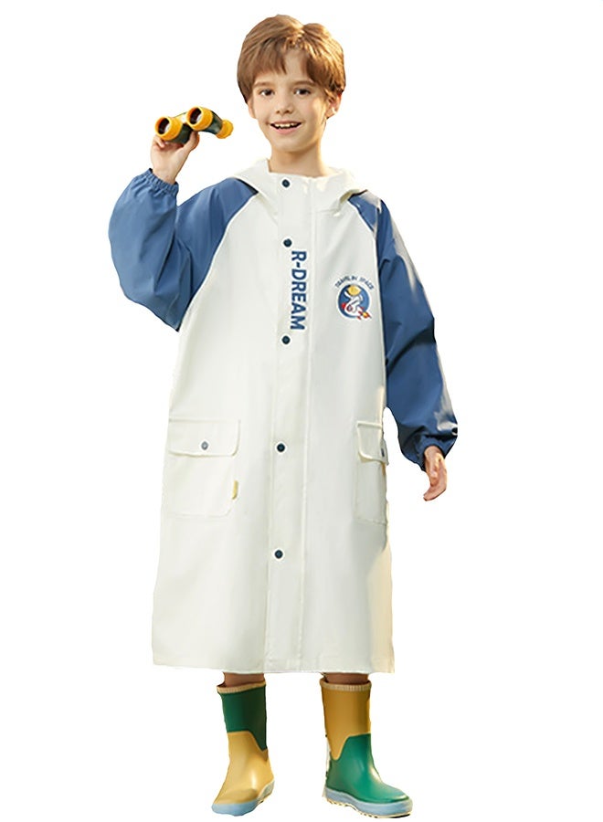LITTLE SURPRISE BOX Little Surprise Box, Ivory White Cap Style knee length Raincoat for Kids & Teens-4XL - Image 1