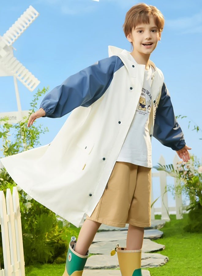 LITTLE SURPRISE BOX Little Surprise Box, Ivory White Cap Style knee length Raincoat for Kids & Teens-4XL - Image 2