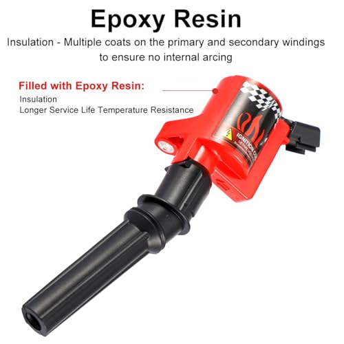 CarBole DG508 Ignition Coil Pack Engine Replacement Parts Curved Boot for Ford E150 E250 E550 F150 F250 F550 4.6L 5.4L 6.8L V8 V10 Lincoln Mercury Compatible Part#DG508 DG457 DG472 DG491 F523 (10PCS) - Image 4