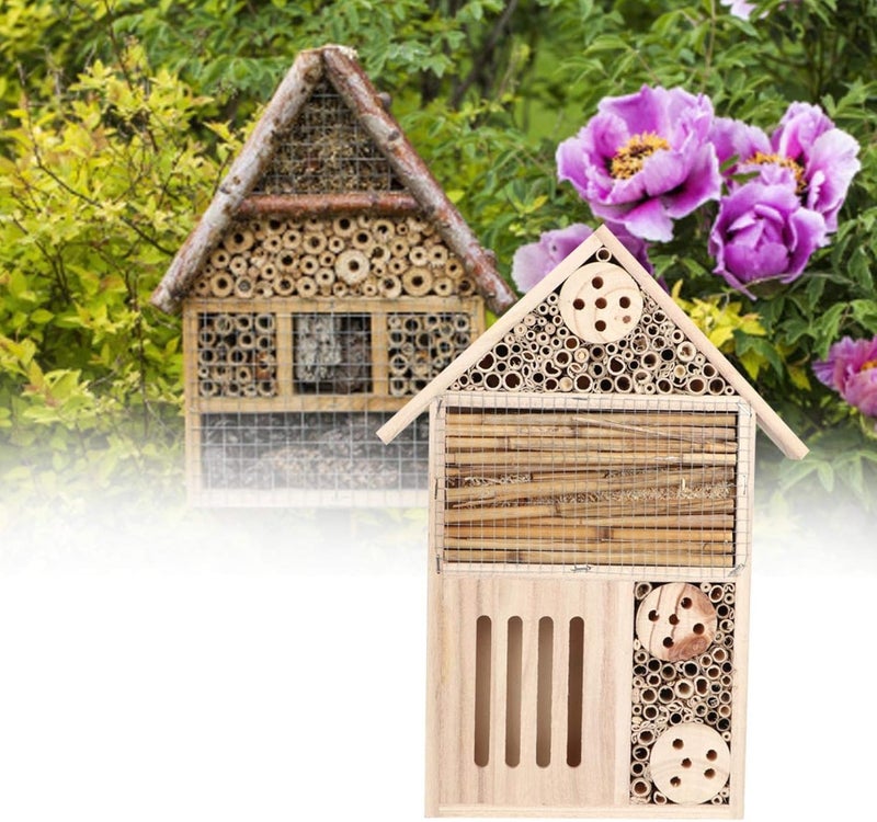 woobles Insect House Natural Wooden Bee Hotel Butterfly Habitat,Adopts Tubular Channels,Garden Shelter for Bees, Butterflies, Ladybugs (A)-A - Image 3