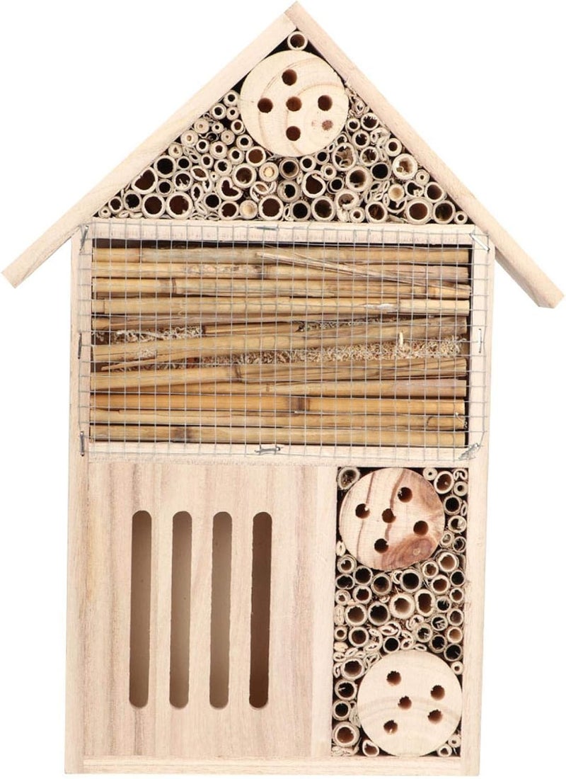woobles Insect House Natural Wooden Bee Hotel Butterfly Habitat,Adopts Tubular Channels,Garden Shelter for Bees, Butterflies, Ladybugs (A)-A - Image 1