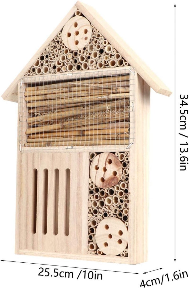 woobles Insect House Natural Wooden Bee Hotel Butterfly Habitat,Adopts Tubular Channels,Garden Shelter for Bees, Butterflies, Ladybugs (A)-A - Image 5