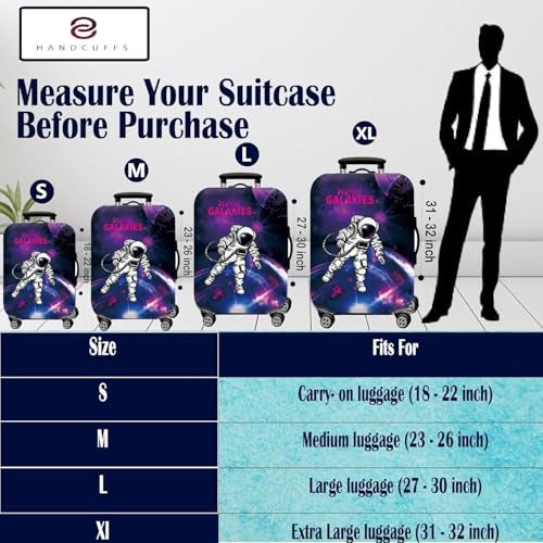 Handcuffs Luggage Cover Trolley Travel Covers, Washable Dust Proof Anti-Scratch Suitcase Protector (Multicolour-Astronaut, XL (31"-32")) - Image 3
